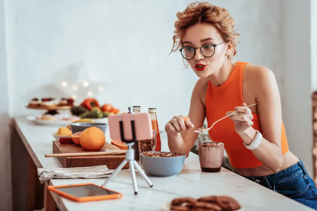 Food blogger recording video content about healthy recipes – AI search and content discovery for media and publishers
